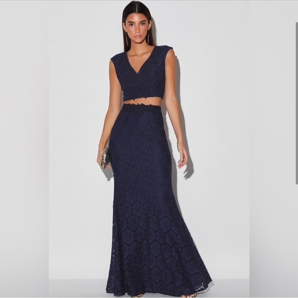 Lulus Navy Lace Maxi Dress